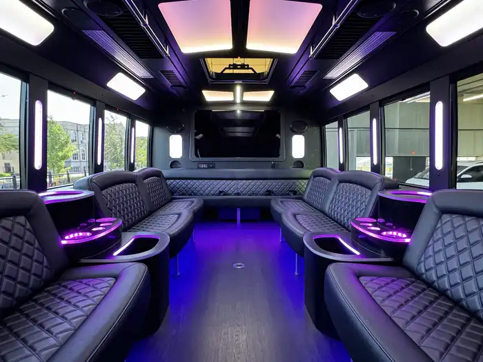 28 passenger party bus inside