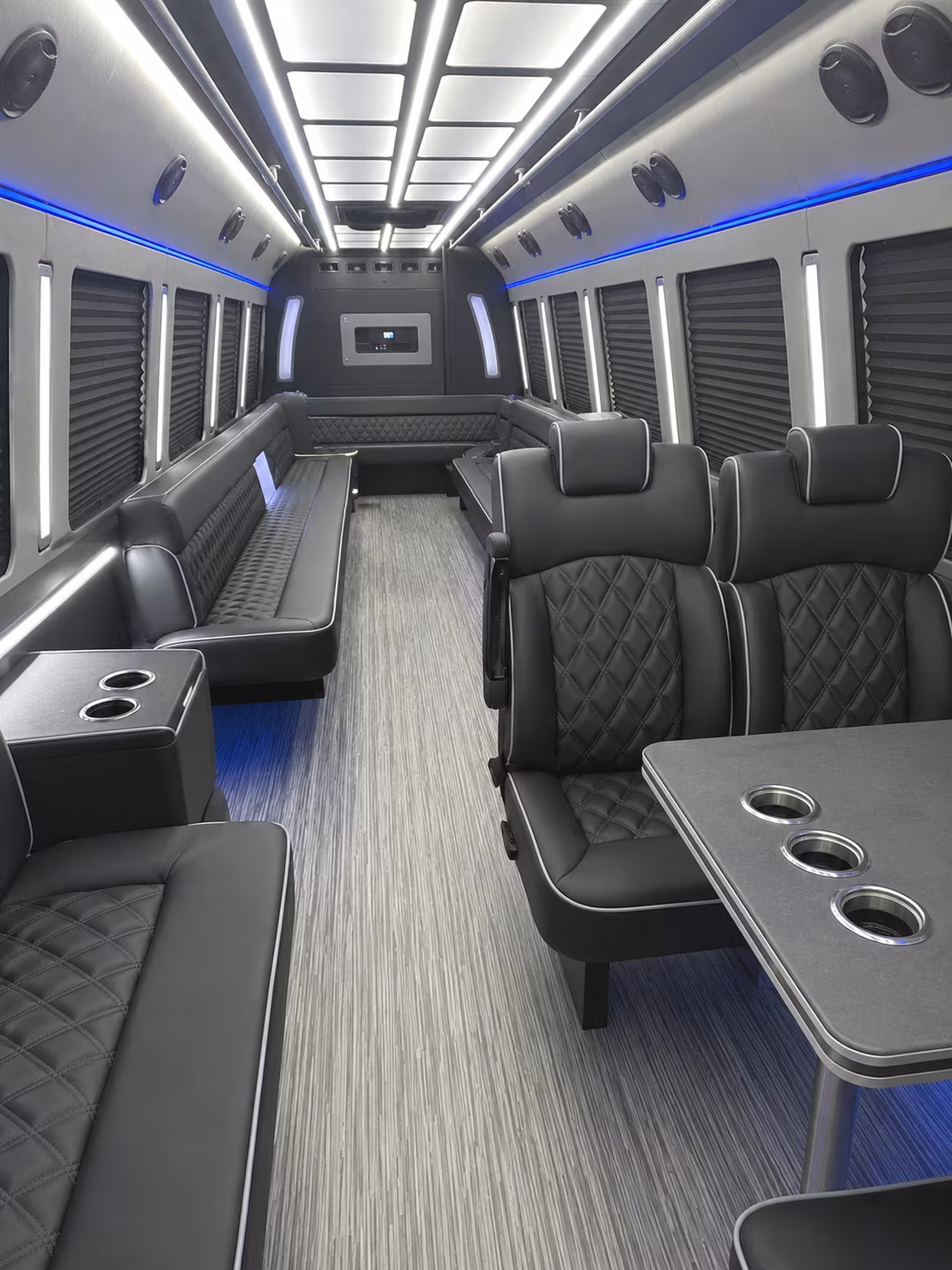 albany 25 passenger party bus inside