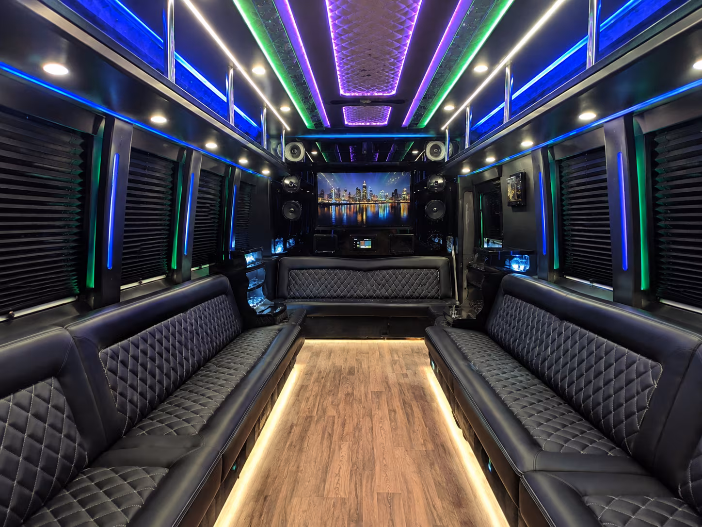 albany 25 passenger party bus interior