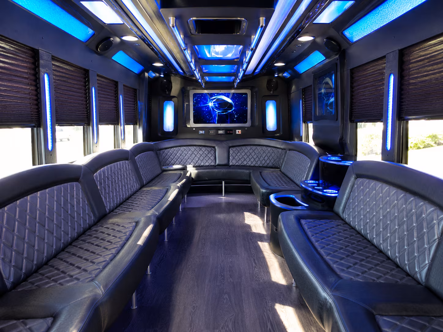 albany 28 passenger party bus inside