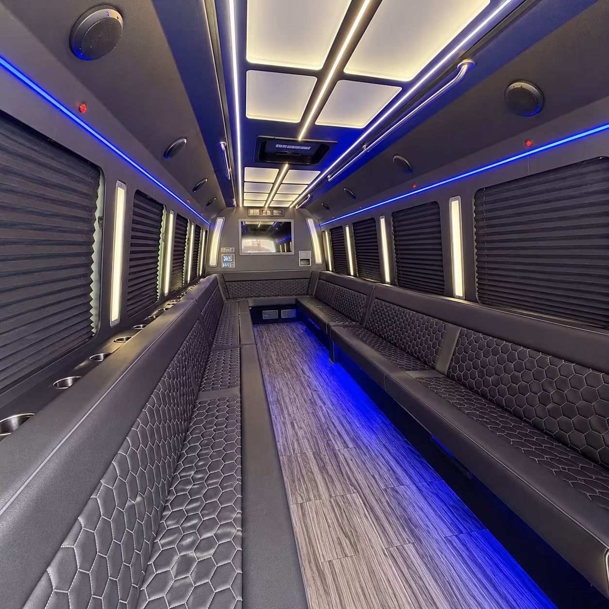 albany 30 passenger party bus interior