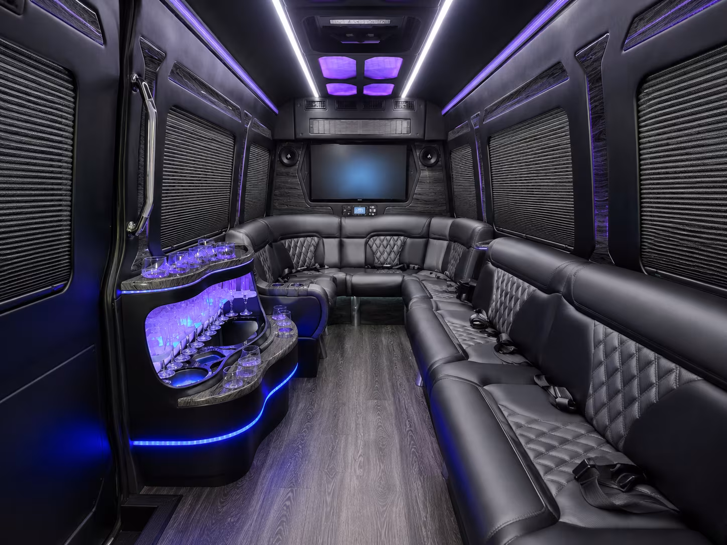 albany 50 passenger party bus inside